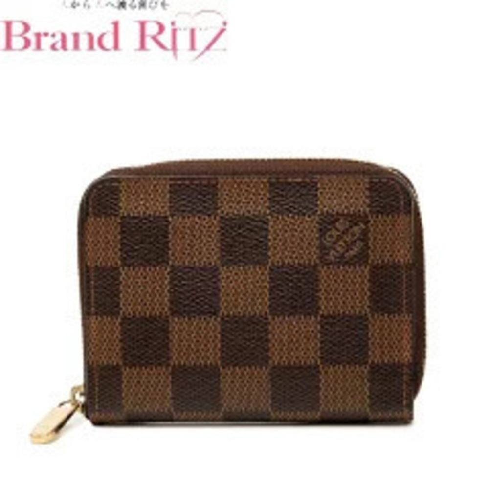 Louis Vuitton Damier Zippy Wallet Coin Purse Case Change Leather Brown